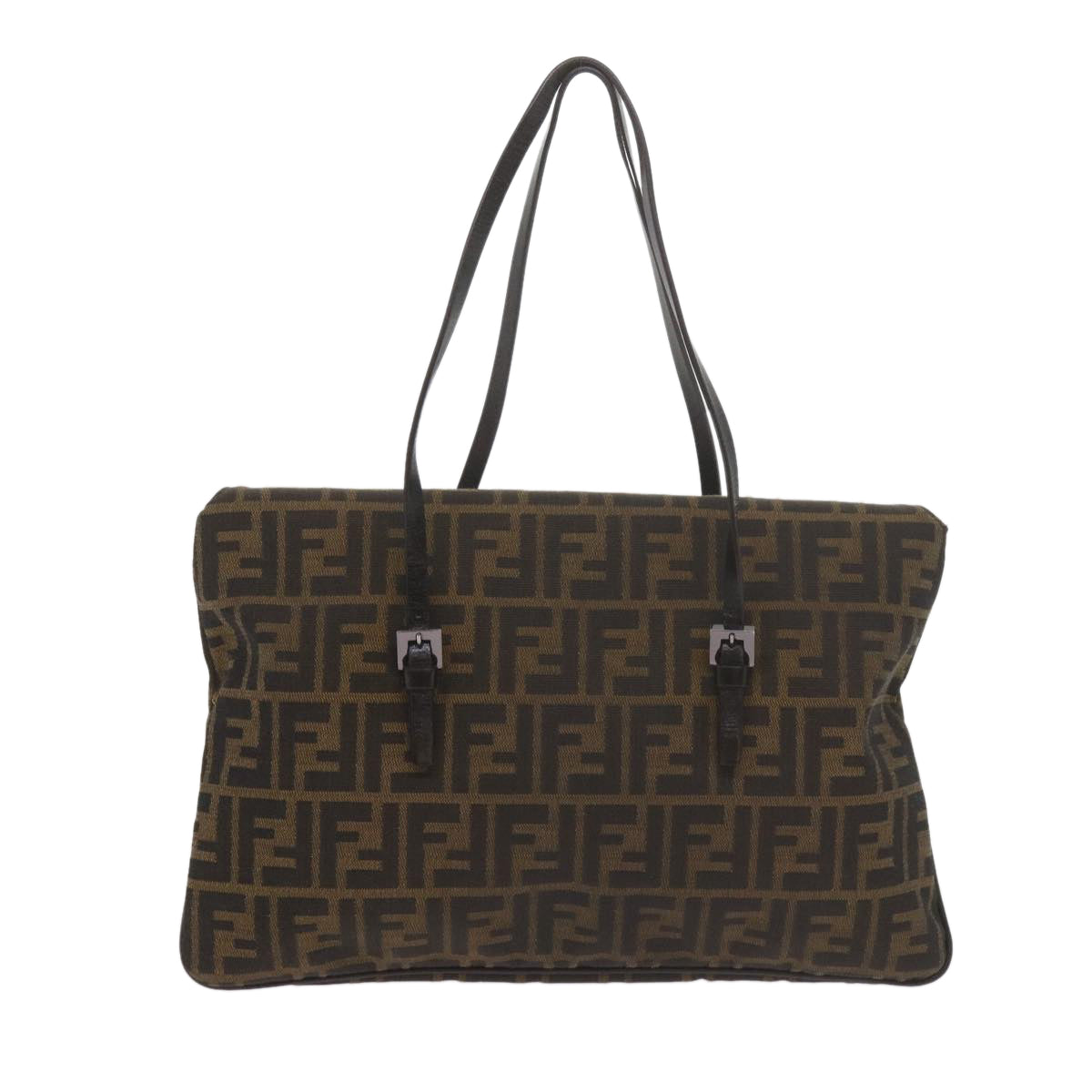 Luxury FendiZucca Canvas Mamma Baguette Shoulder Bag Black Brownep2540