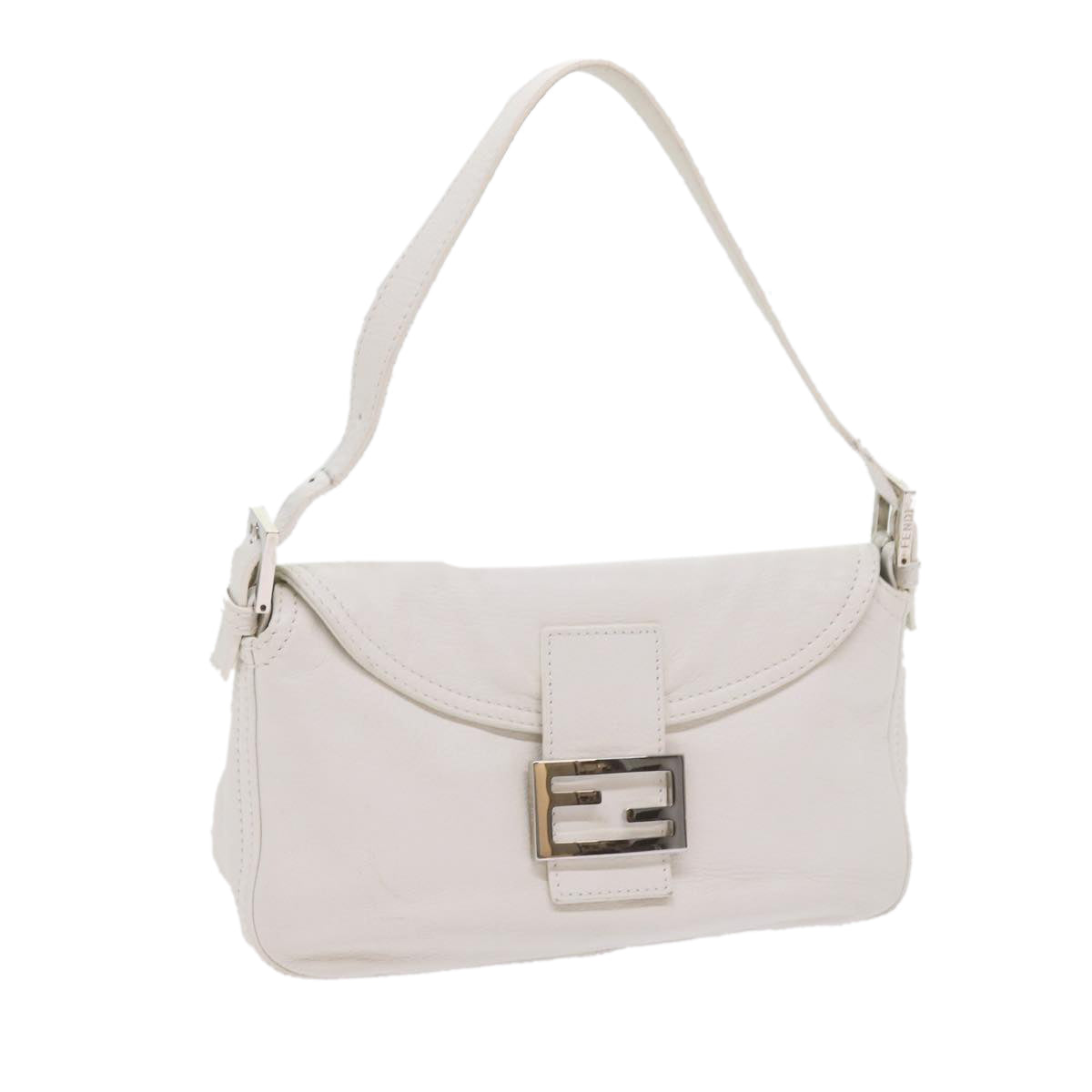 Luxury FendiMamma Baguette Shoulder Bag Leather Whiteep2545