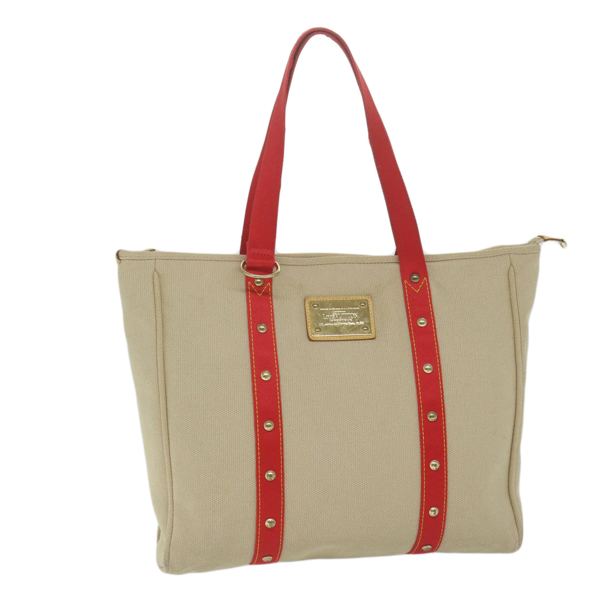 LOUIS VUITTON Antigua Cabas GM Tote Bag Beige Red M40032 LV ep2570
