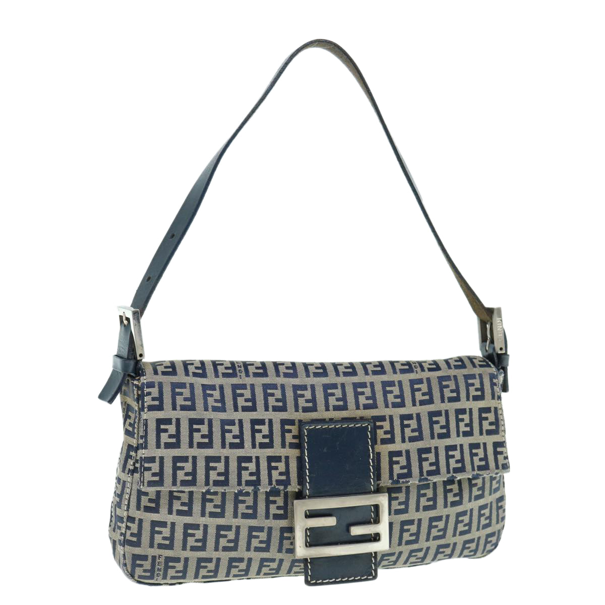 Luxury FendiZucchino Canvas Mamma Baguette Shoulder Bag Navyep2602