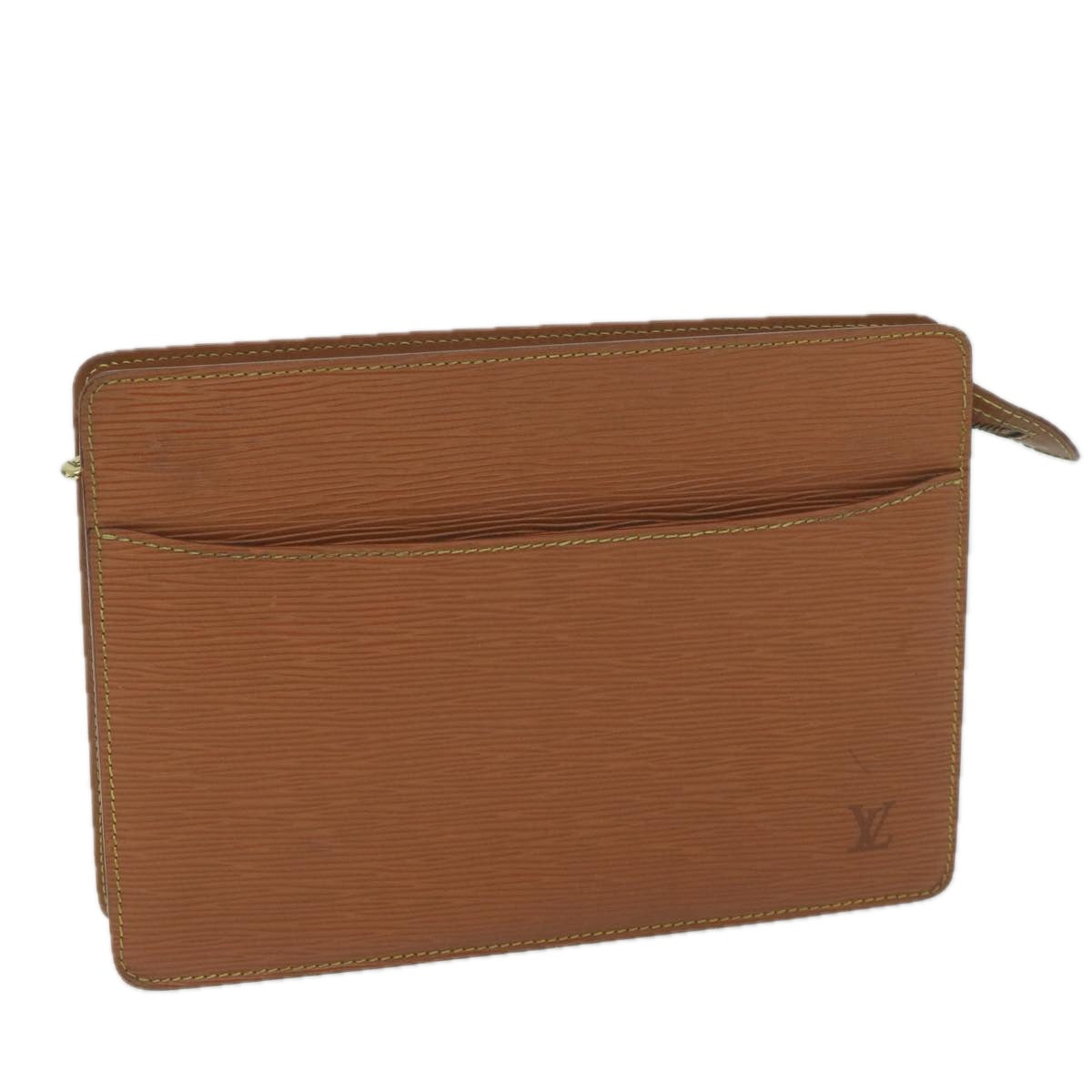 LOUIS VUITTON Epi Pochette Homme Clutch Bag Brown Zipang gold M52528 ep2642