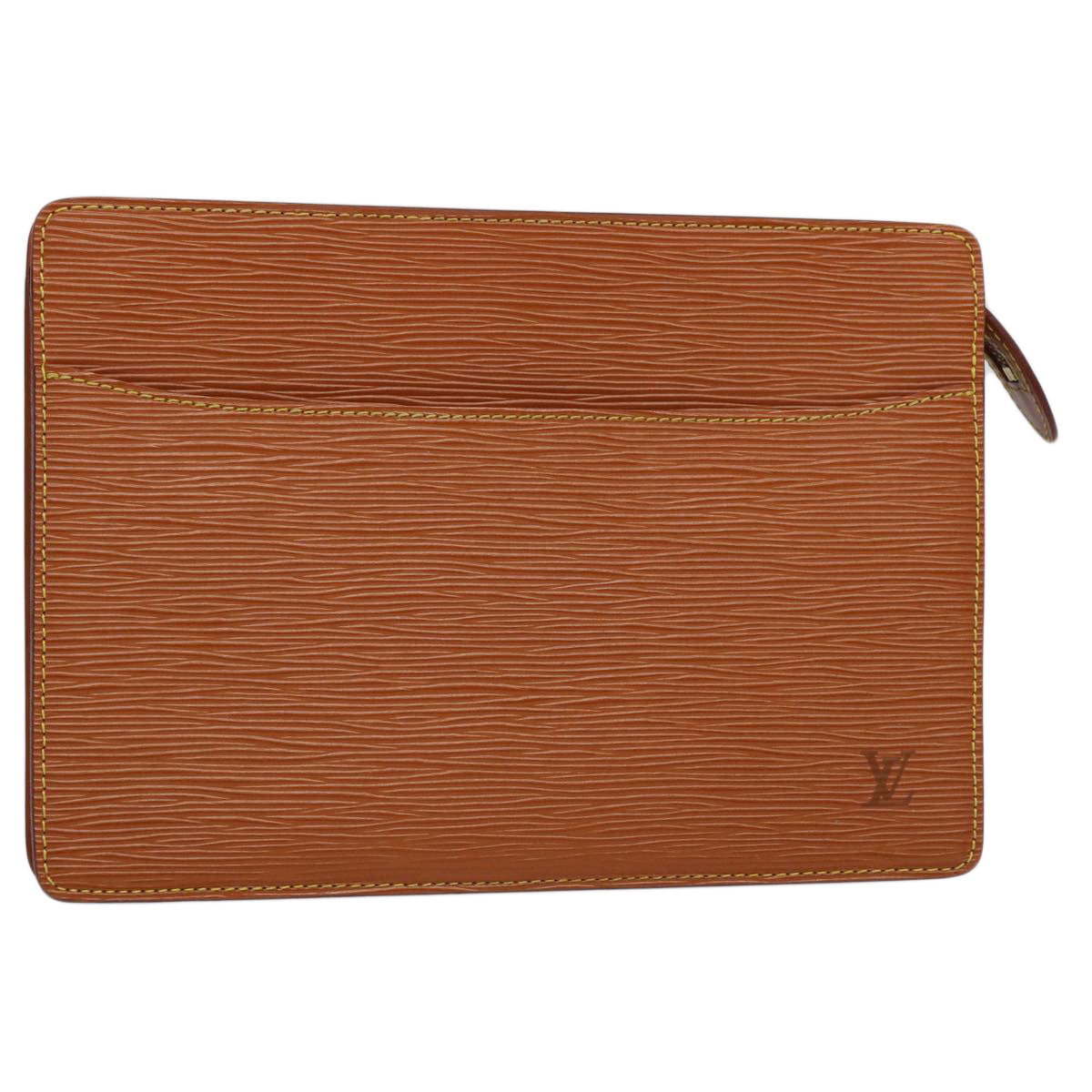 LOUIS VUITTON Epi Pochette Homme Clutch Bag Brown Zipang gold M52528 ep2762