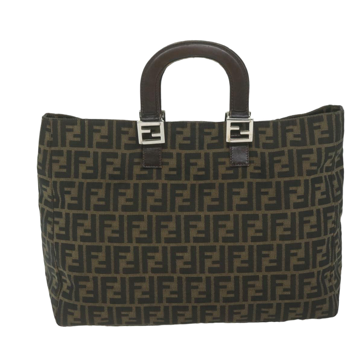 Luxury FendiZucca Canvas Hand Bag Black Brownep2812