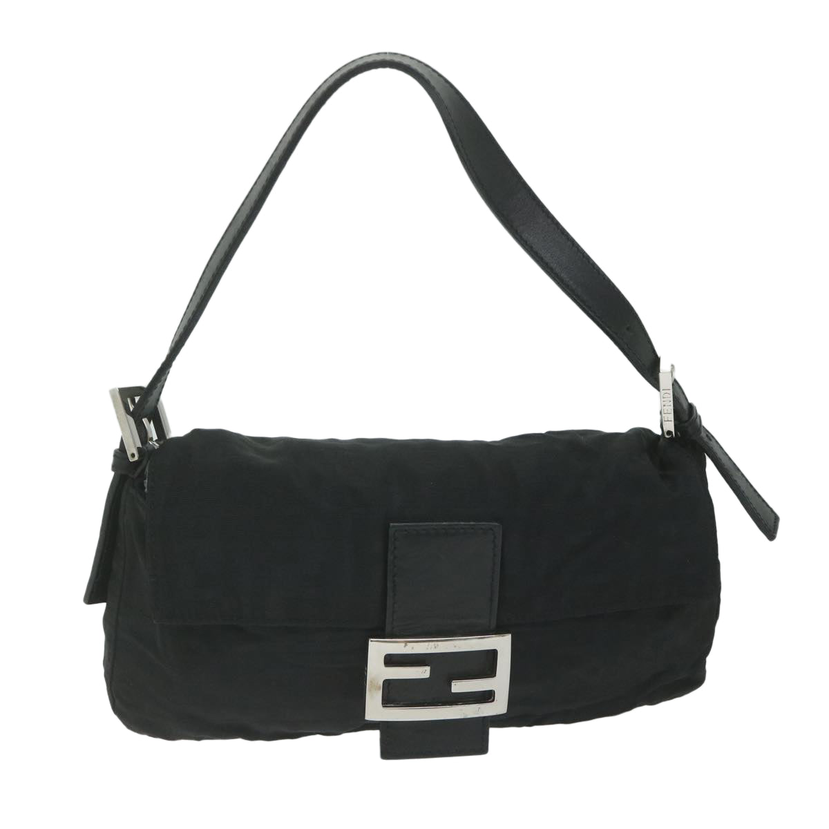 Luxury FendiZucca Canvas Mamma Baguette Shoulder Bag Blackep2859