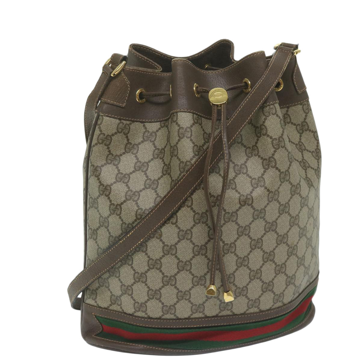 GUCCI GG Supreme Web Sherry Line Shoulder Bag Beige Red 164 02 085  ep2875