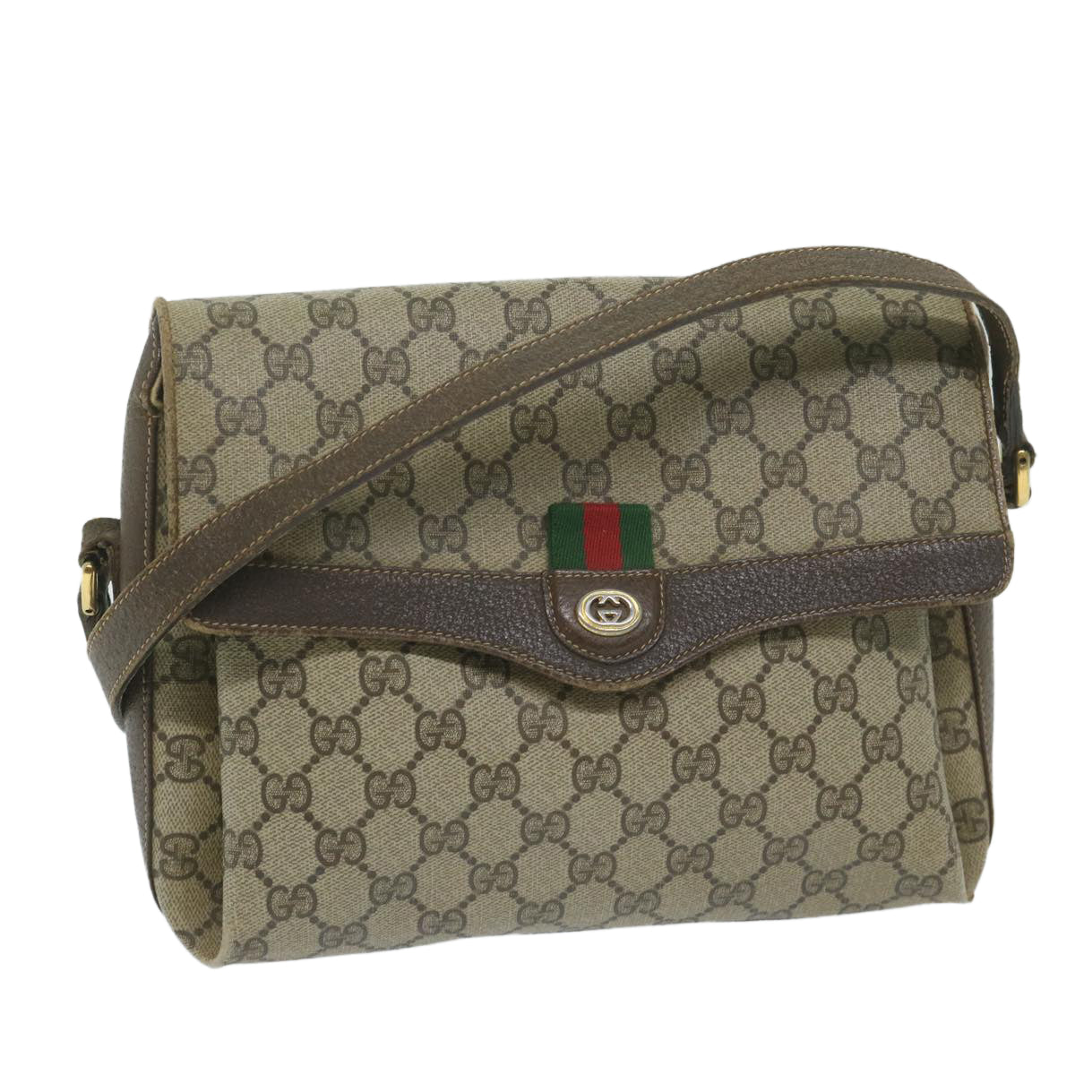 GUCCI GG Supreme Web Sherry Line Shoulder Bag Beige Red 904 02 084  ep2885