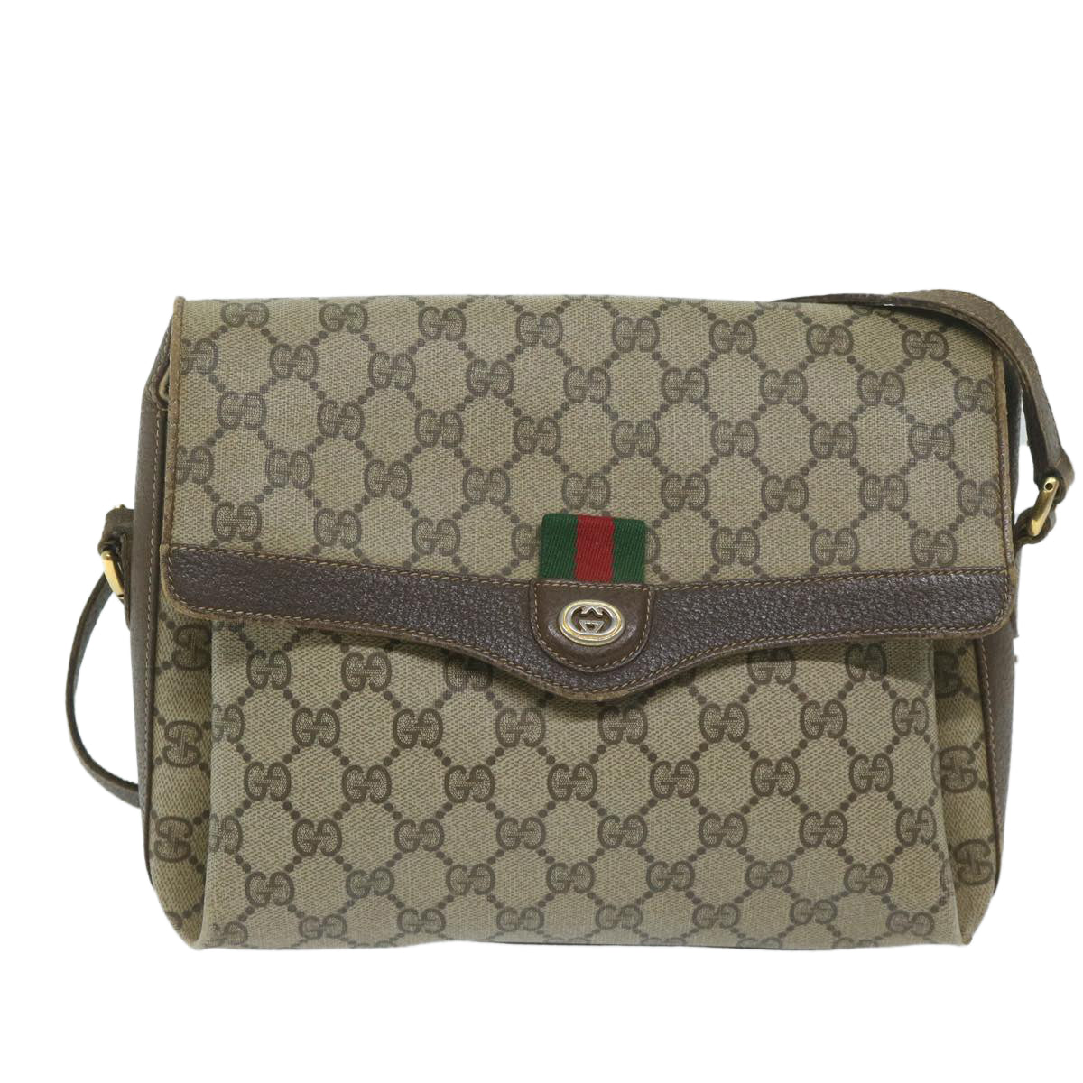 GUCCI GG Supreme Web Sherry Line Shoulder Bag Beige Red 904 02 084  ep2885