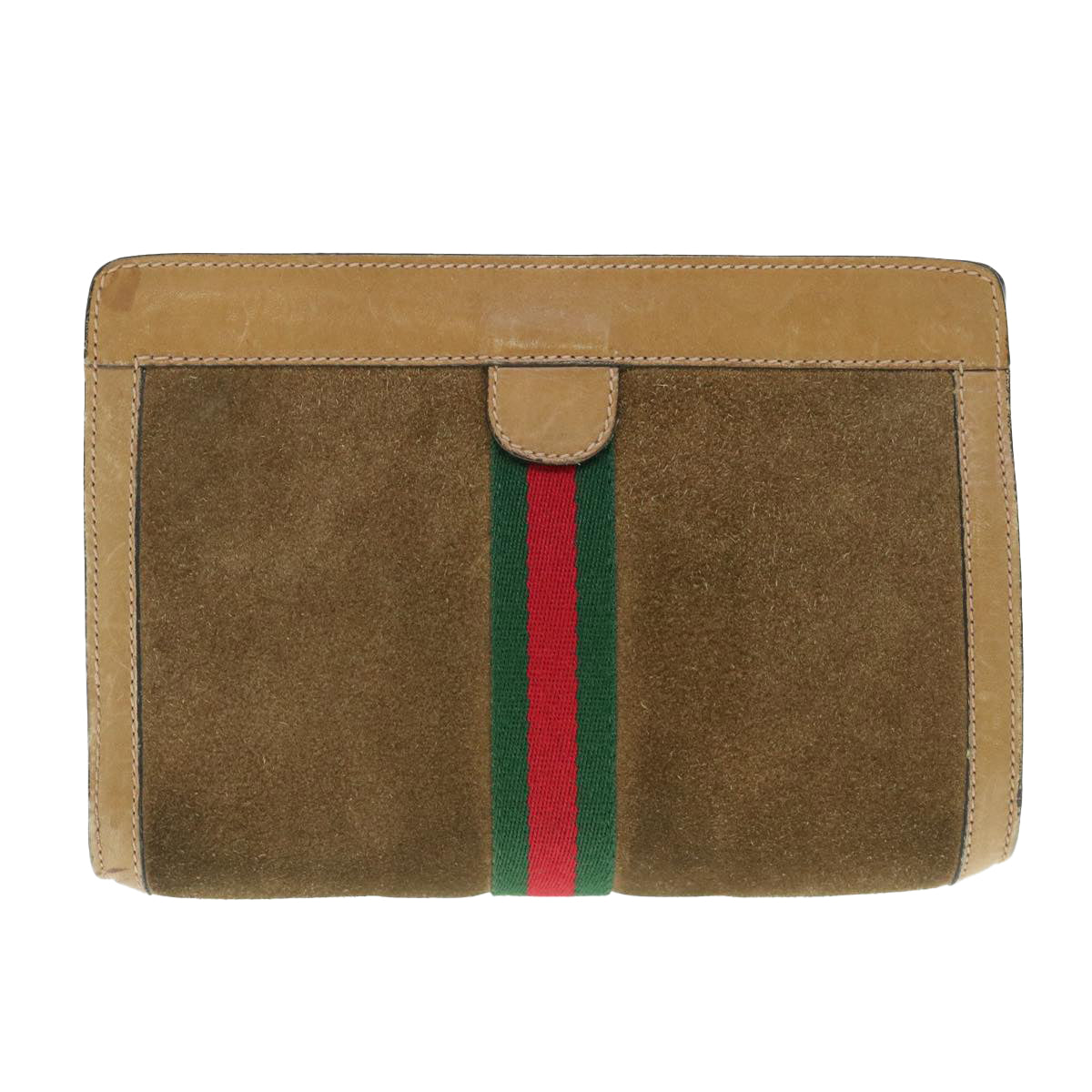 GUCCI Web Sherry Line Clutch Bag Suede Brown Red Green 67 014 2126  ep2886