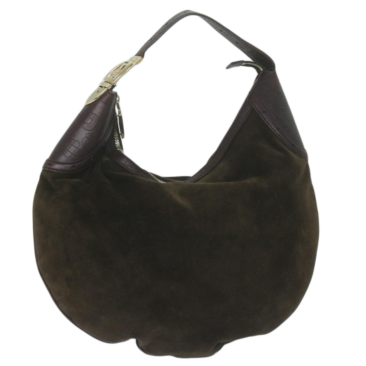 GUCCI Bamboo Shoulder Bag Suede Brown  ep2898