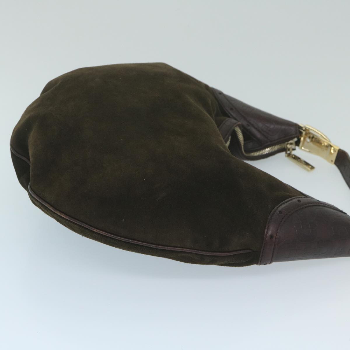 GUCCI Bamboo Shoulder Bag Suede Brown  ep2898