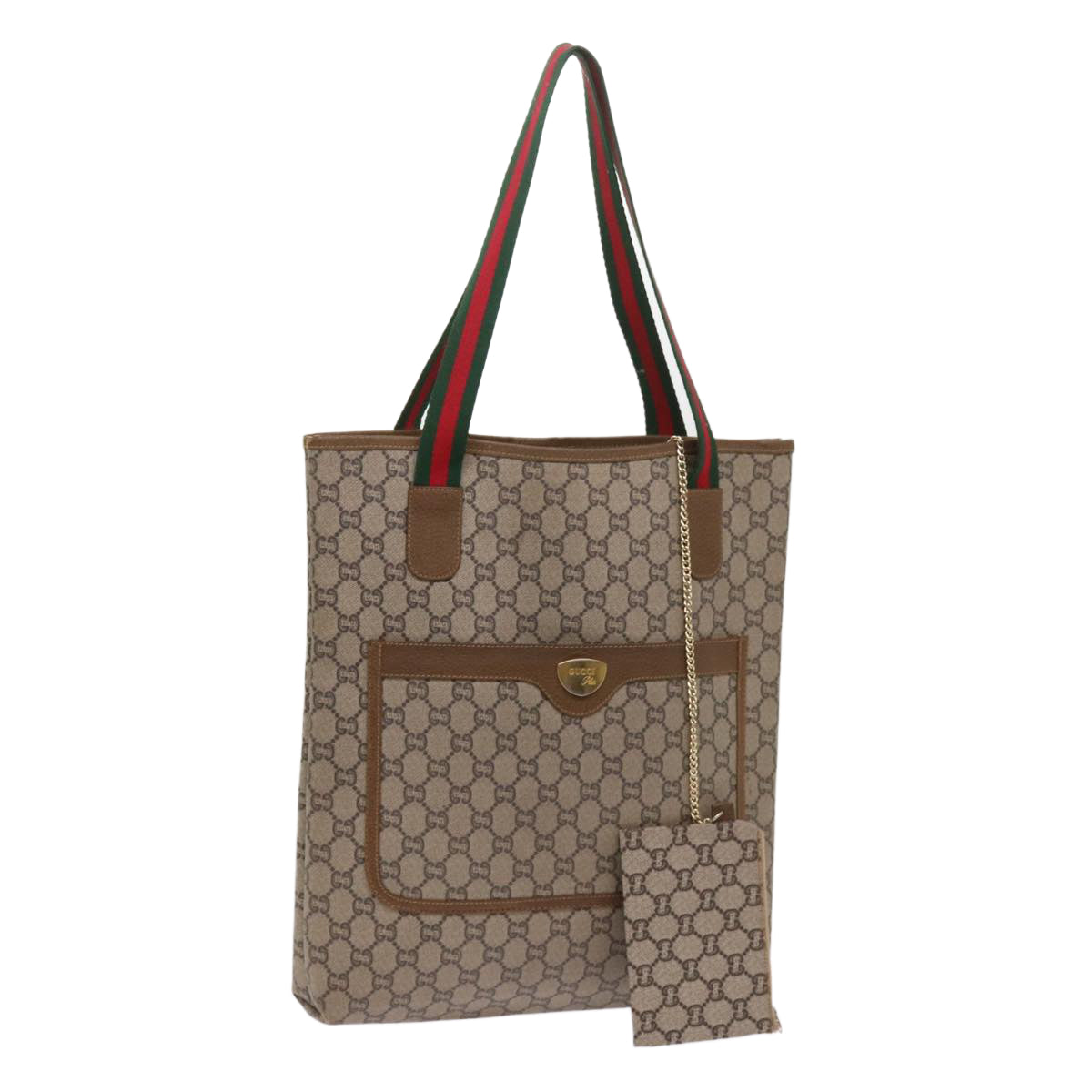 GUCCI GG Plus Supreme Web Sherry Line Tote Bag Beige Red Green  ep2938