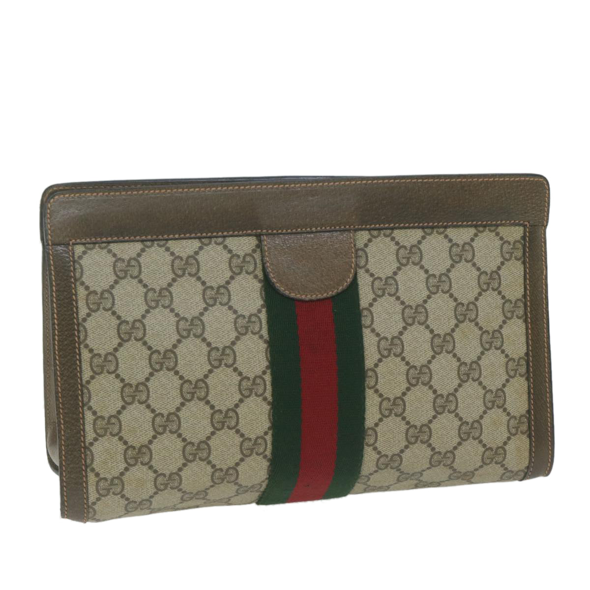 GUCCI GG Supreme Web Sherry Line Clutch Bag Beige Red 89 01 002  ep3034