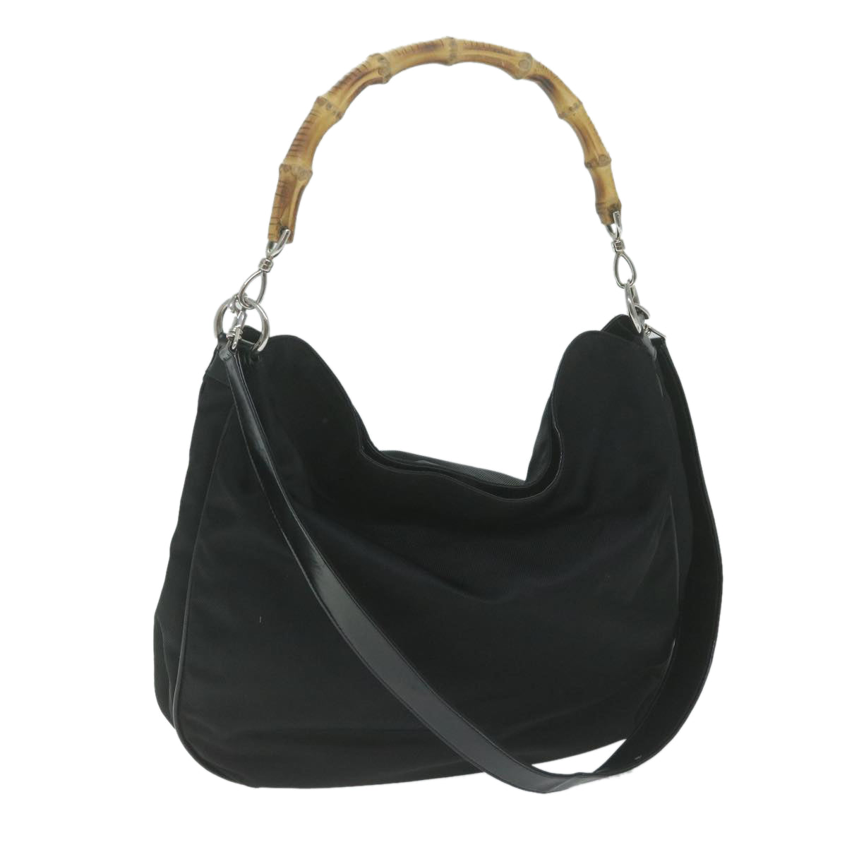 GUCCI Bamboo Shoulder Bag Nylon 2way Black 001 2113 1577  ep3037