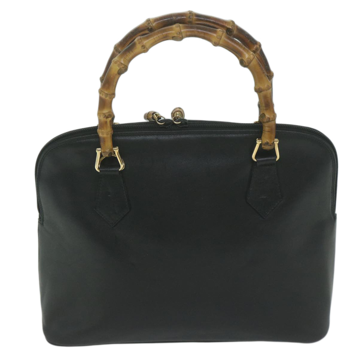 GUCCI Bamboo Hand Bag Leather 2way Black 000 0289  ep3042