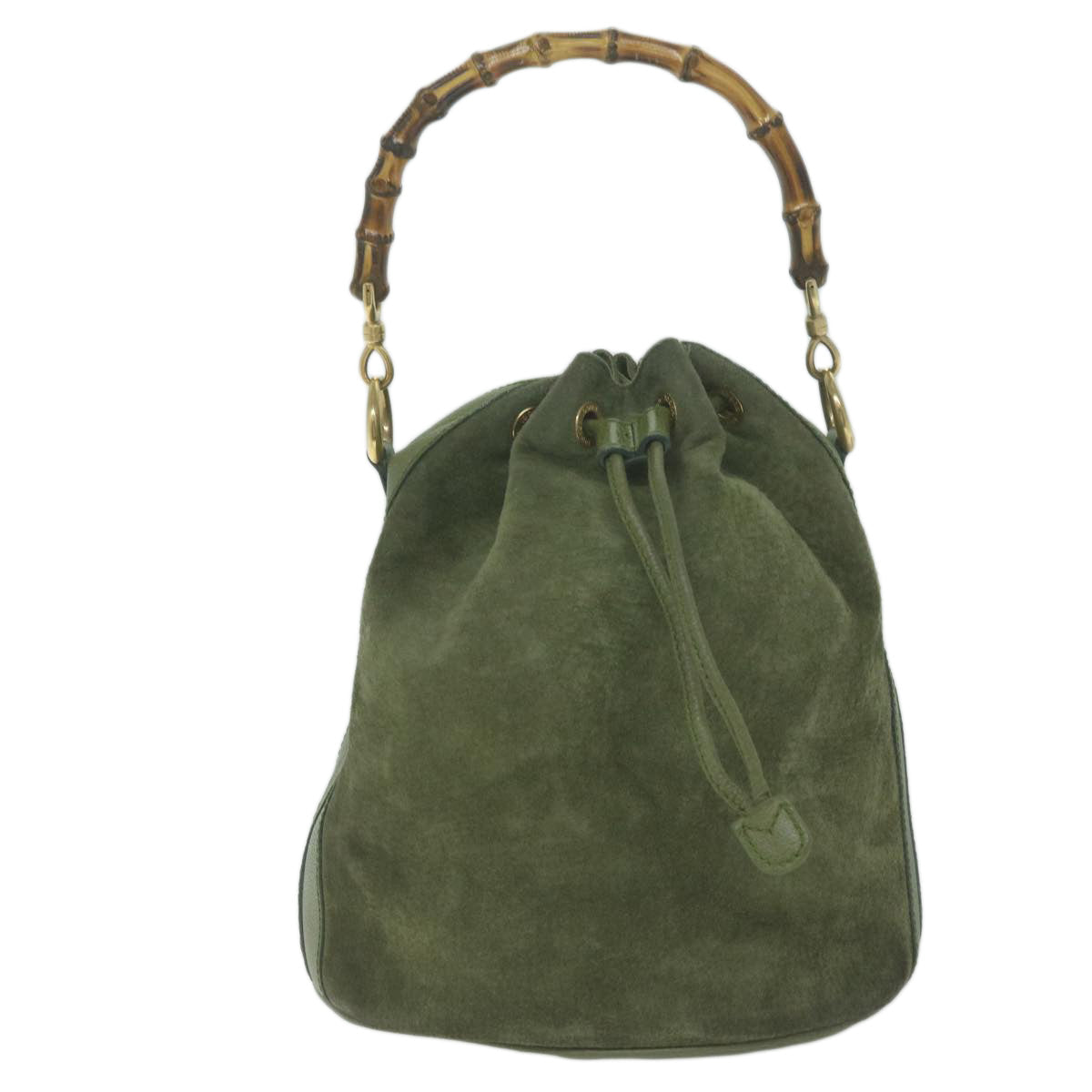 GUCCI Bamboo Hand Bag Suede 2way Khaki 001 2040 1657  ep3043