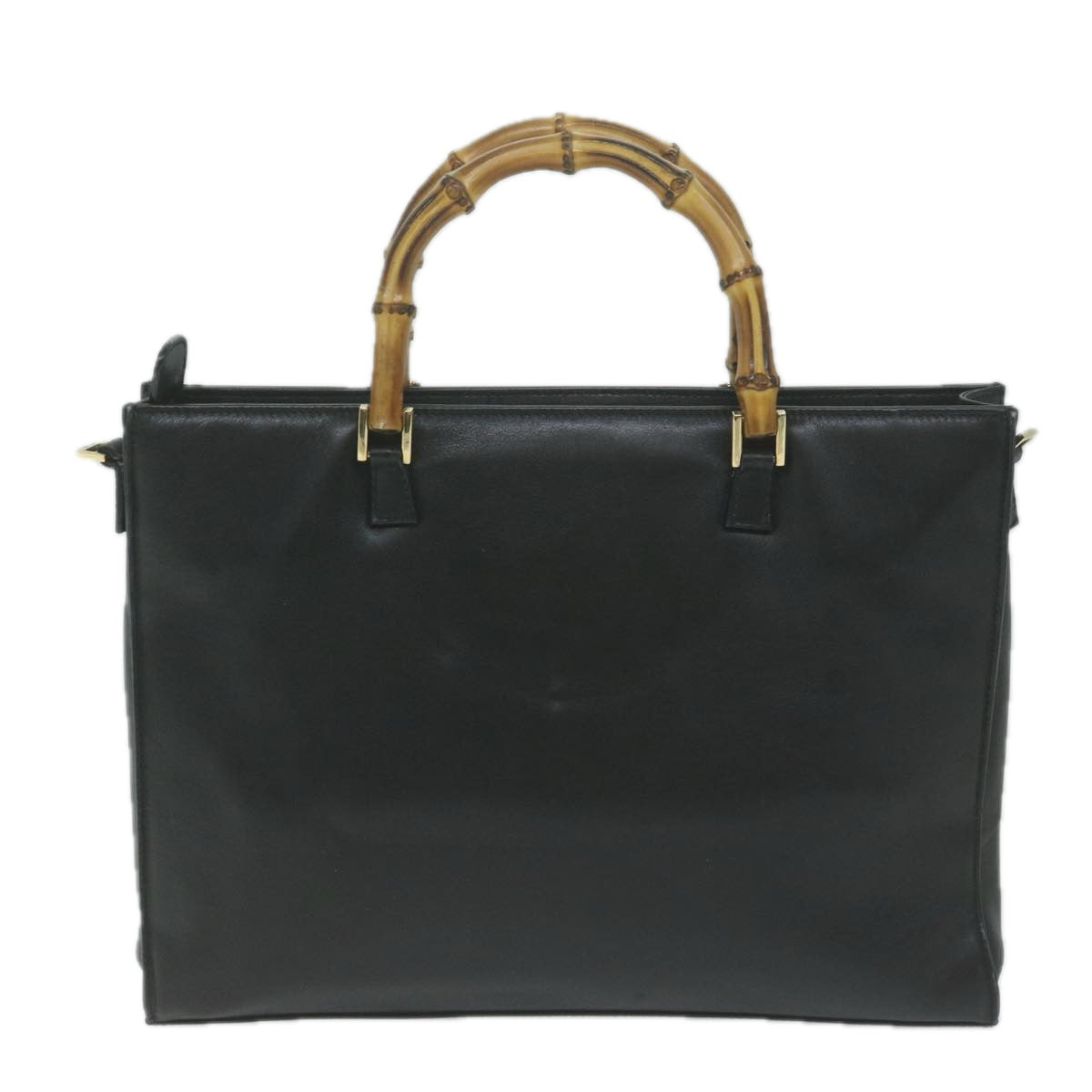GUCCI Bamboo Hand Bag Leather 2way Black 001 2855  ep3046