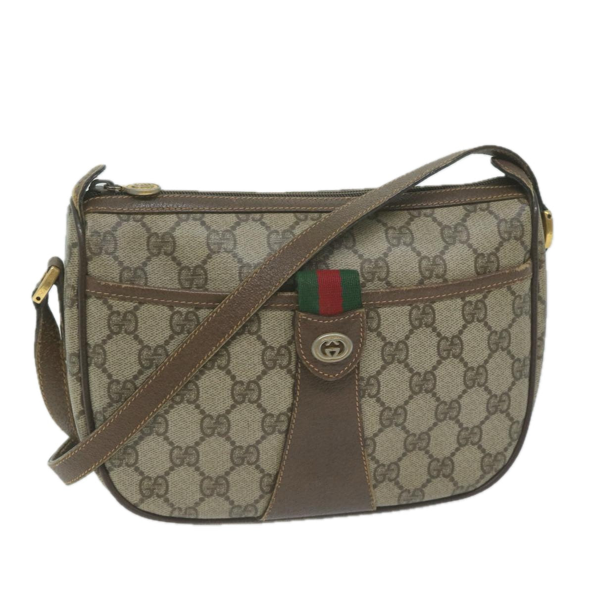GUCCI GG Supreme Web Sherry Line Shoulder Bag PVC Beige 89 02 032  ep3063