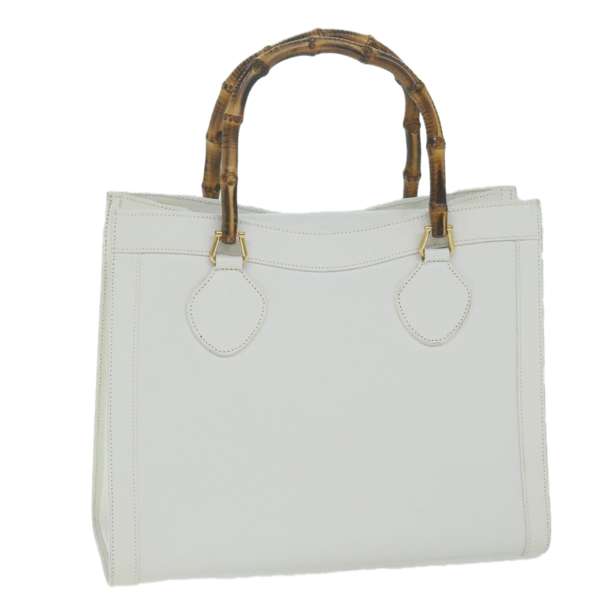 GUCCI Bamboo Hand Bag Leather White 002 0260 2615  ep3064
