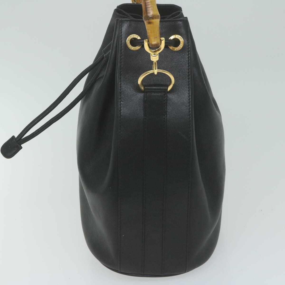 GUCCI Bamboo Hand Bag Leather 2way Black 001 2865  ep3073