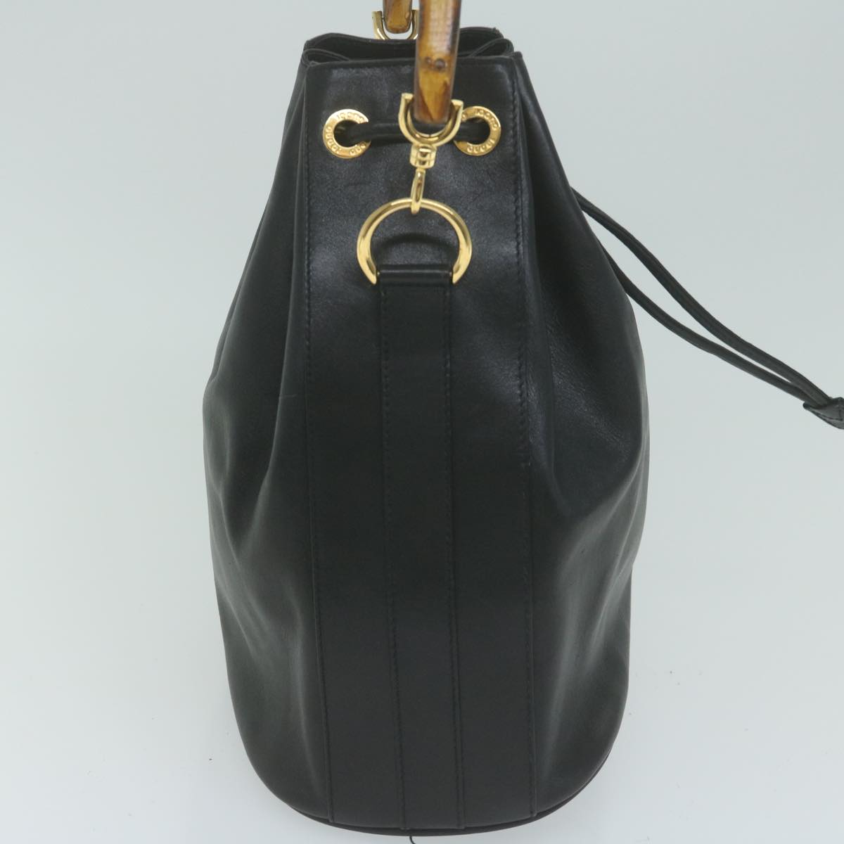 GUCCI Bamboo Hand Bag Leather 2way Black 001 2865  ep3073