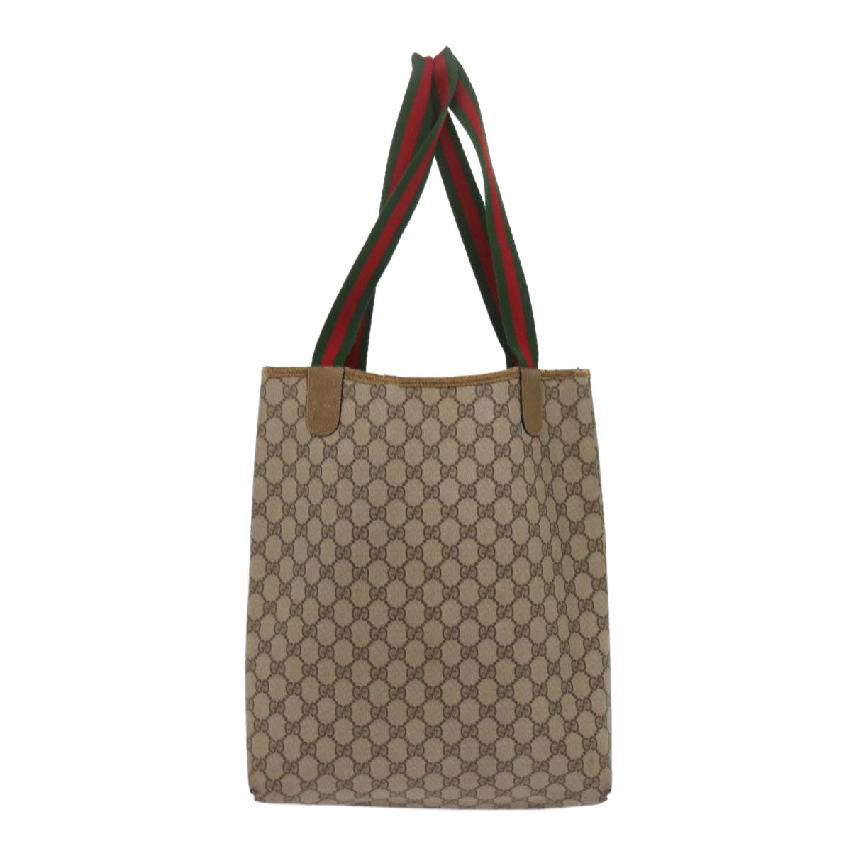 GUCCI GG Supreme Web Sherry Line Tote Bag PVC Beige Red 39 02 003  ep3074