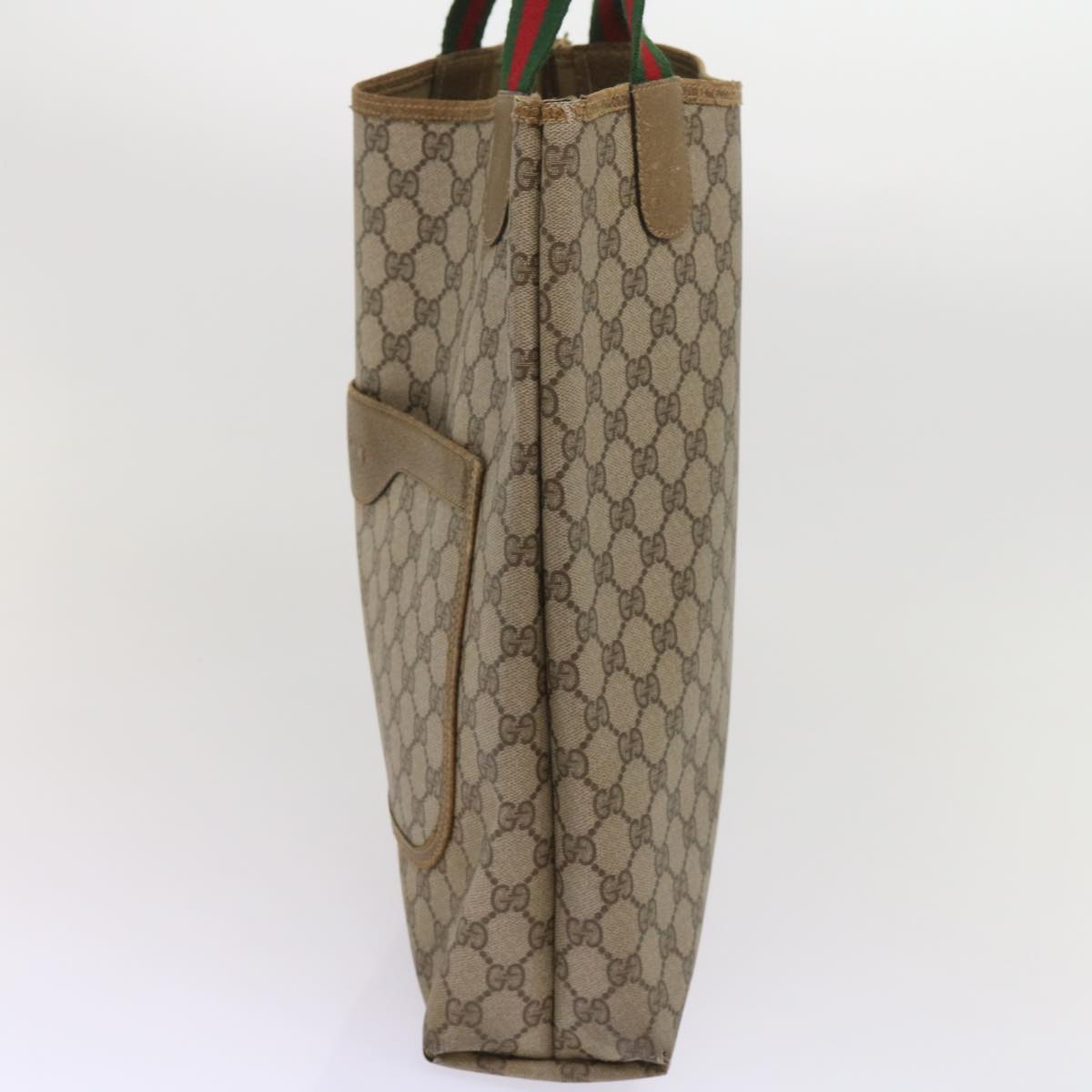 GUCCI GG Supreme Web Sherry Line Tote Bag PVC Beige Red 39 02 003  ep3074