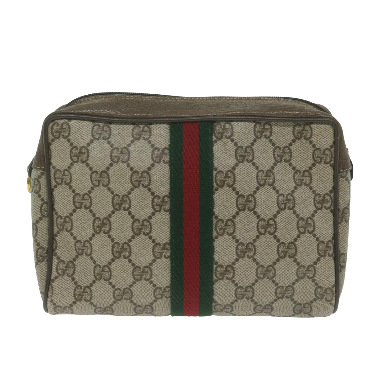 GUCCI GG Supreme Web Sherry Line Clutch Bag Beige Red 56 01 012  ep3084