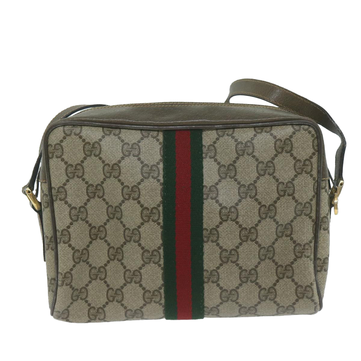 GUCCI GG Supreme Web Sherry Line Shoulder Bag Beige Red Green  ep3088