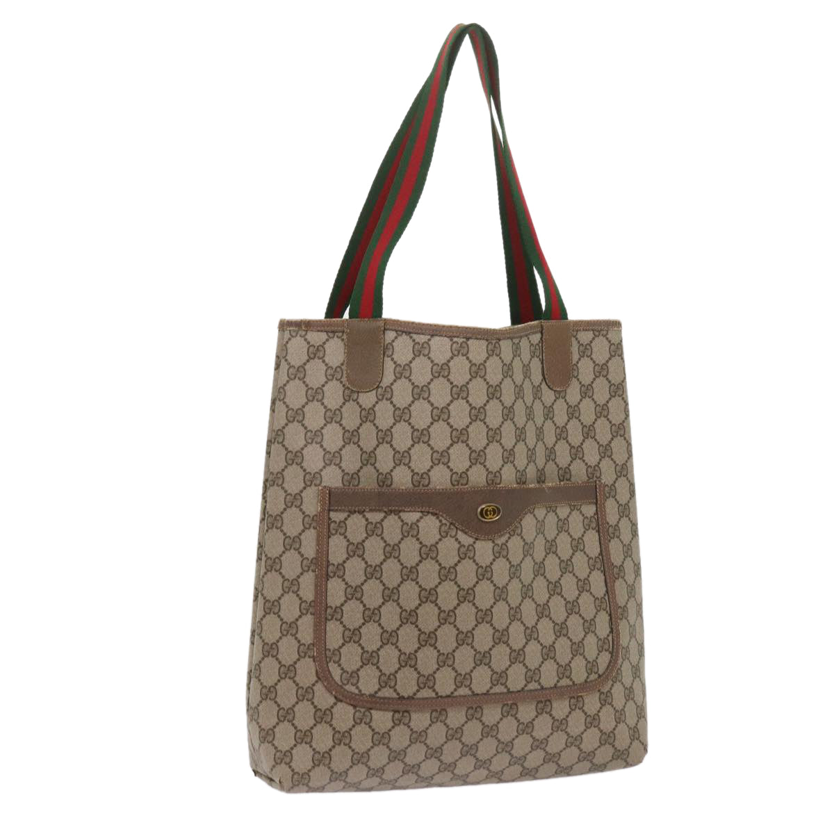 GUCCI GG Supreme Web Sherry Line Tote Bag PVC Beige Red 39 02 003  ep3094