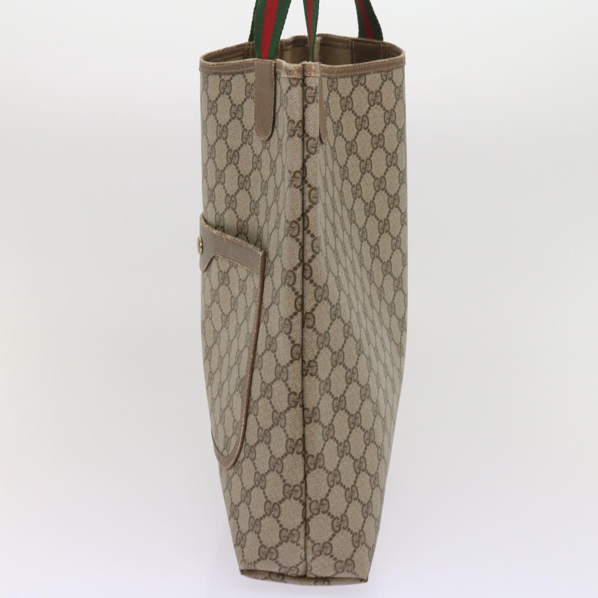 GUCCI GG Supreme Web Sherry Line Tote Bag PVC Beige Red 39 02 003  ep3094