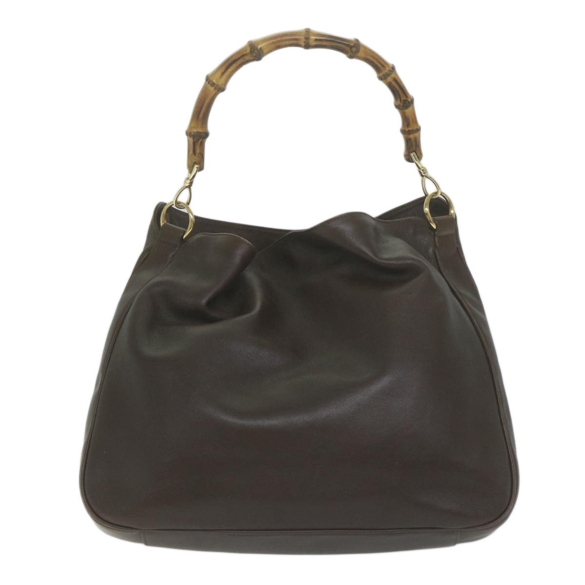 GUCCI Bamboo Shoulder Bag Leather 2way Brown 001 1705 1577  ep3101