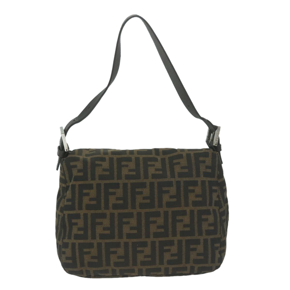 Luxury FendiZucca Canvas Mamma Baguette Shoulder Bag Brown Blackep3105