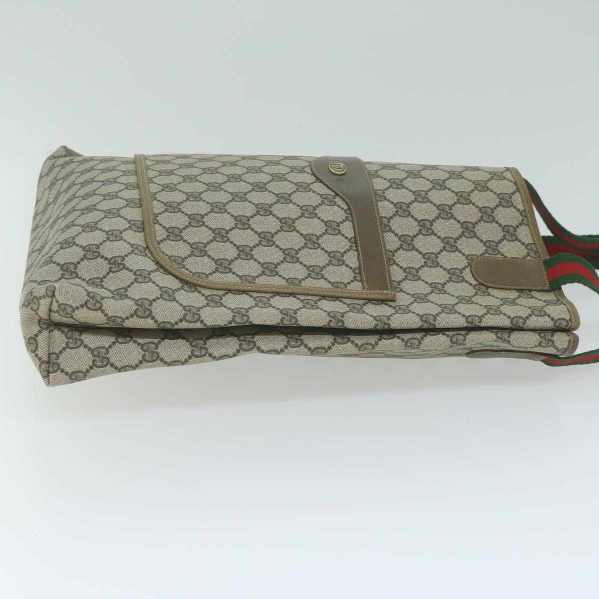 GUCCI GG Canvas Web Sherry Line Tote Bag PVC Leather Beige Red Green  ep3118