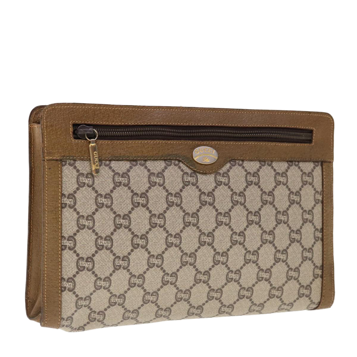 GUCCI GG Plus Supreme Clutch Bag PVC Leather Beige  ep3130