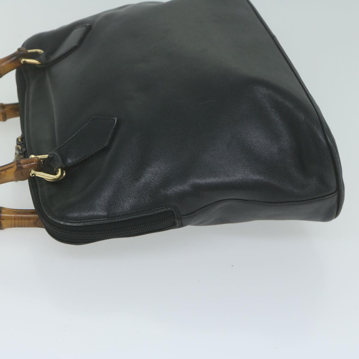 GUCCI Bamboo Hand Bag Leather 2way Black 000 1448  ep3166