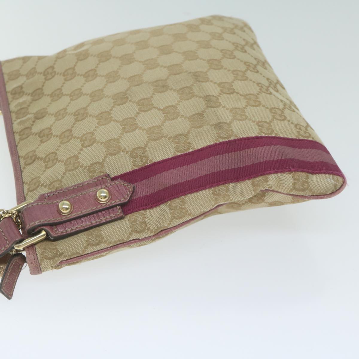 GUCCI GG Canvas Sherry Line Shoulder Bag Beige Pink Purple 144388  ep3192