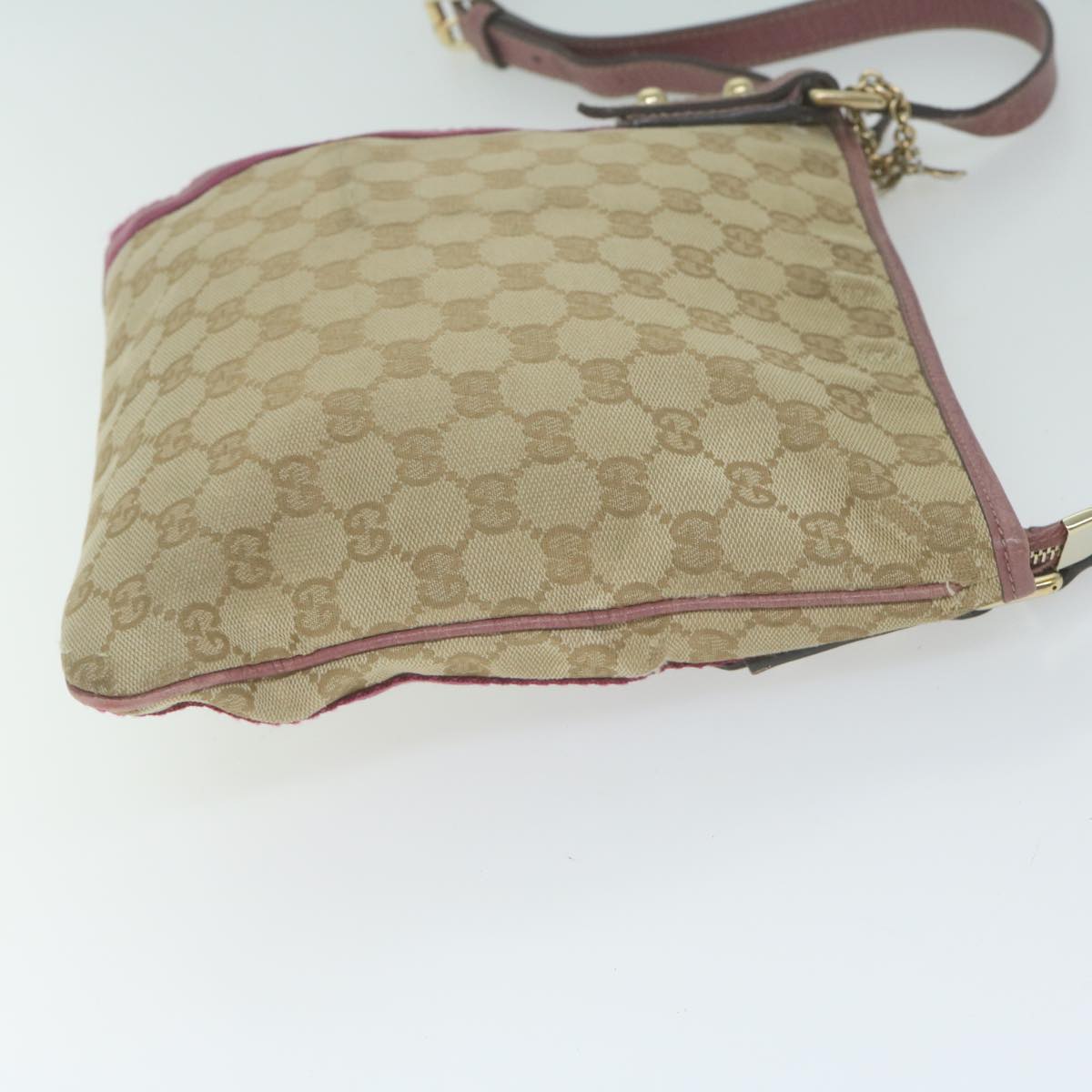 GUCCI GG Canvas Sherry Line Shoulder Bag Beige Pink Purple 144388  ep3192