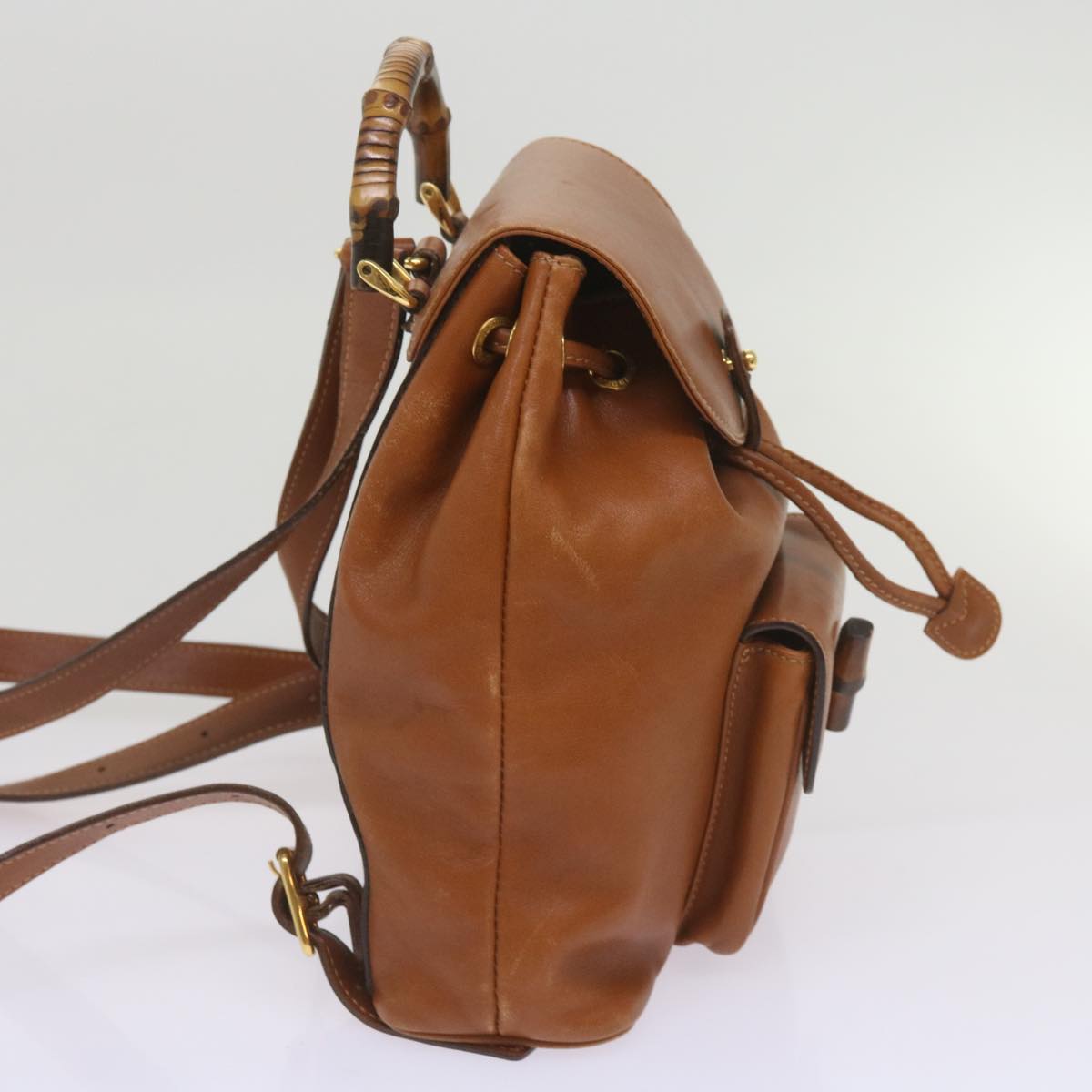 GUCCI Bamboo Backpack Leather Brown 003 2034 0030  ep3319