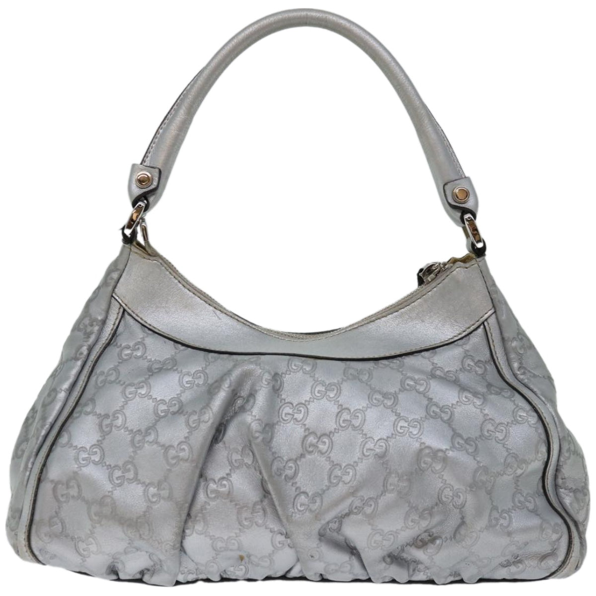 GUCCI GG Canvas Guccissima Hand Bag Silver 190525  ep3397