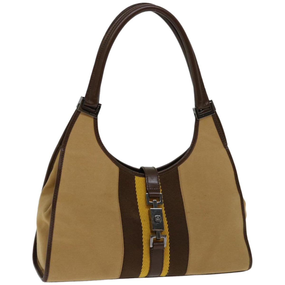 GUCCI Jackie Hand Bag Canvas Brown Beige yellow 002 1067 2123  ep3424