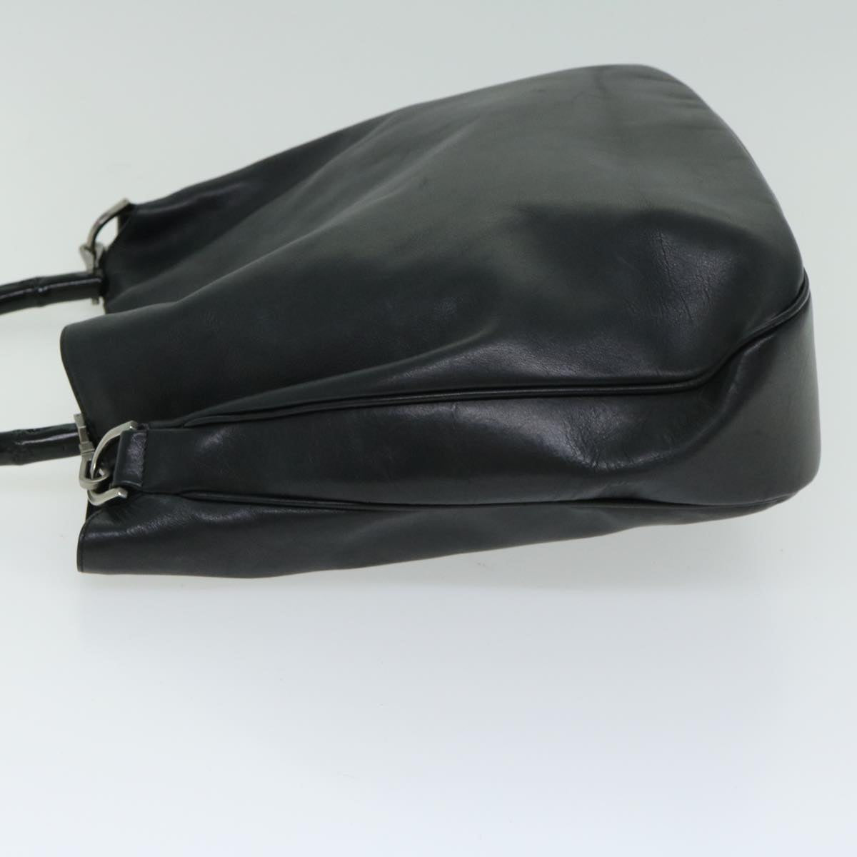 GUCCI Bamboo Hand Bag Leather Black 001 1577 2404  ep3430