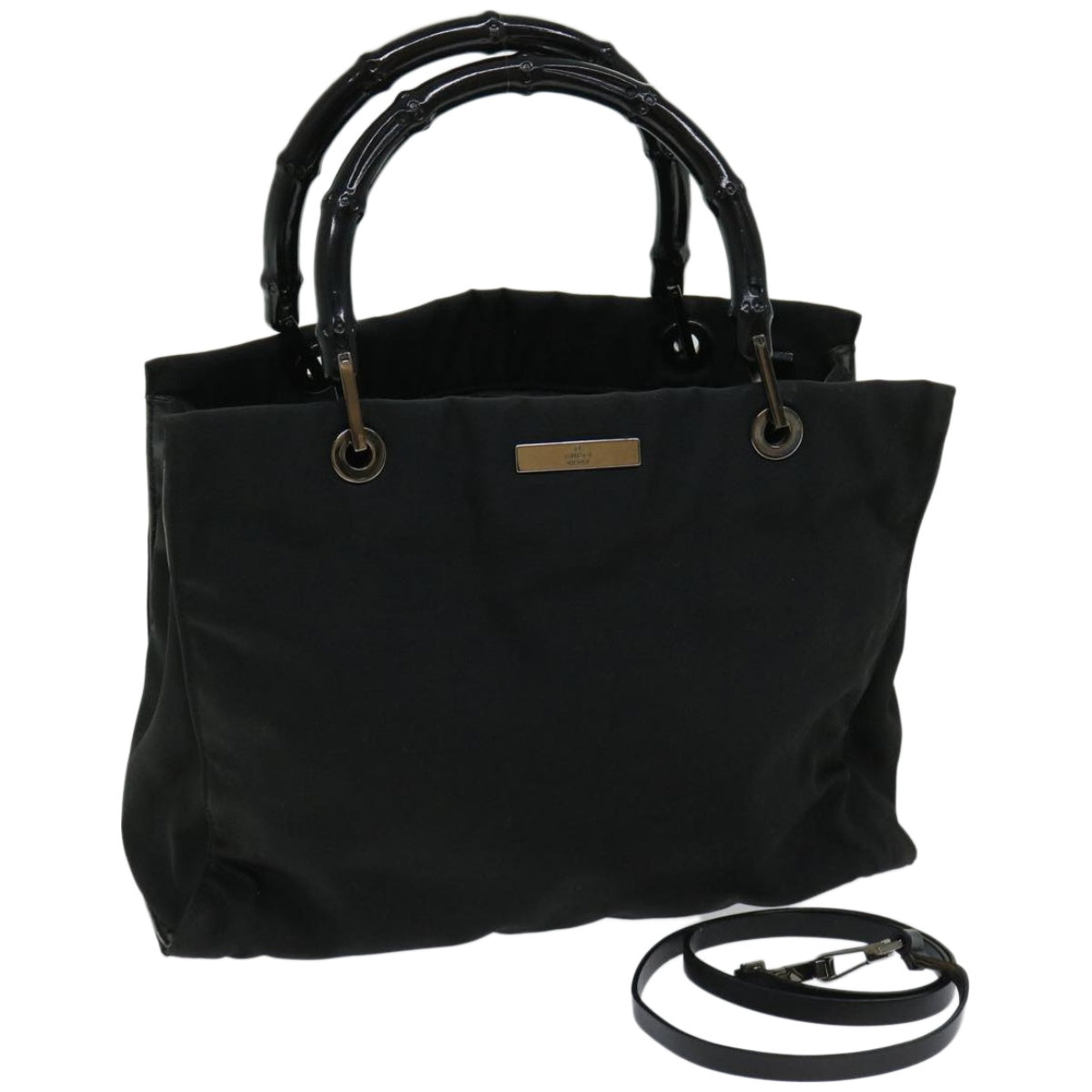 GUCCI Bamboo Hand Bag Nylon 2way Black 002 1016  ep3433