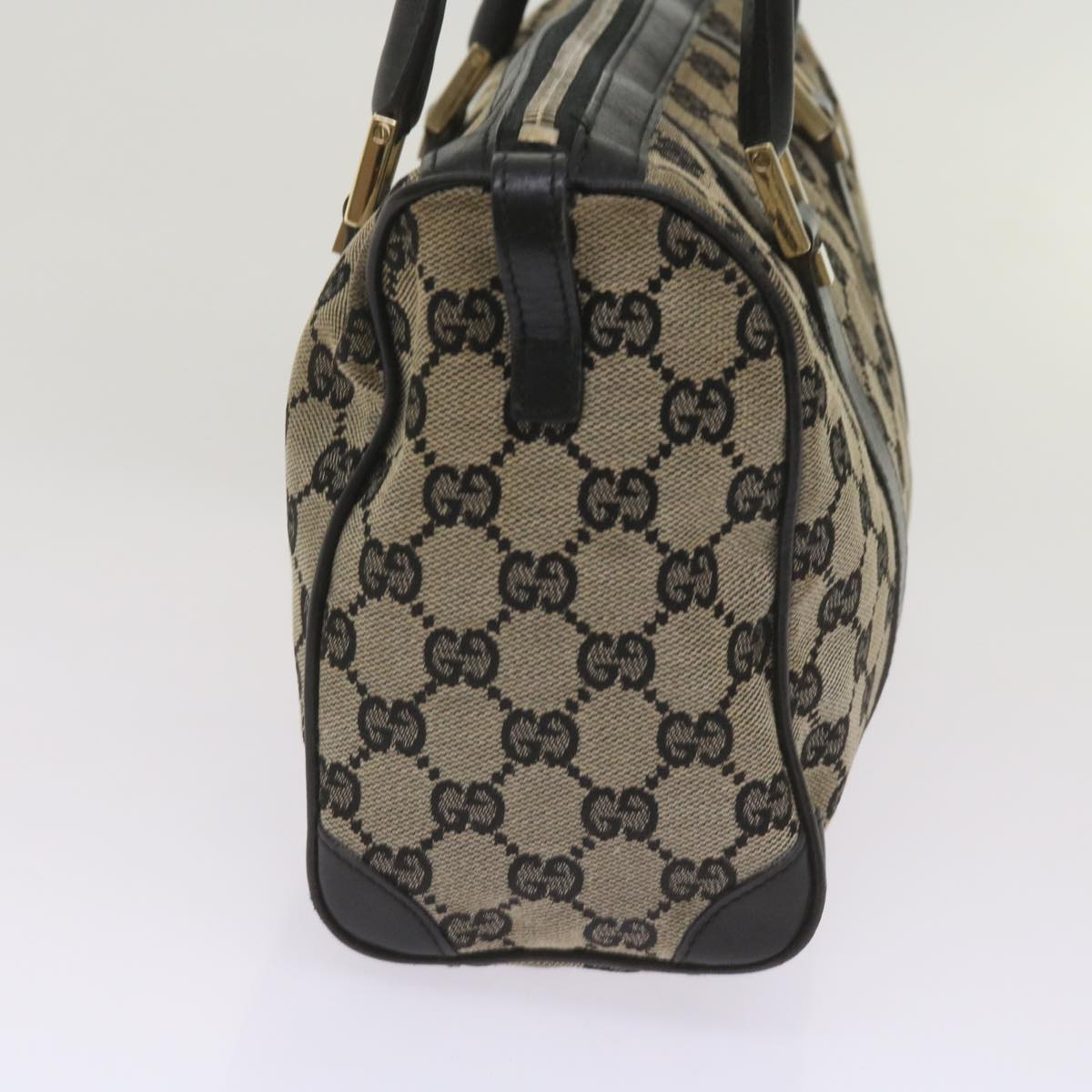 GUCCI GG Canvas Hand Bag Black Beige  ep3459