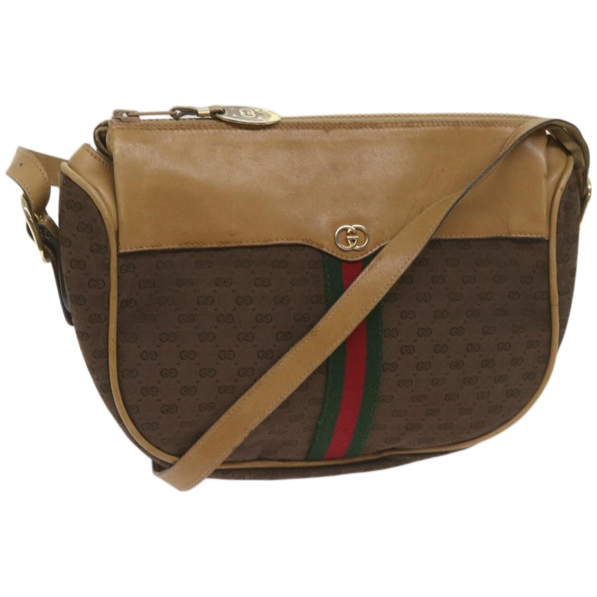 GUCCI Micro GG Canvas Web Sherry Line Shoulder Bag Brown 67 01 4001  ep3482
