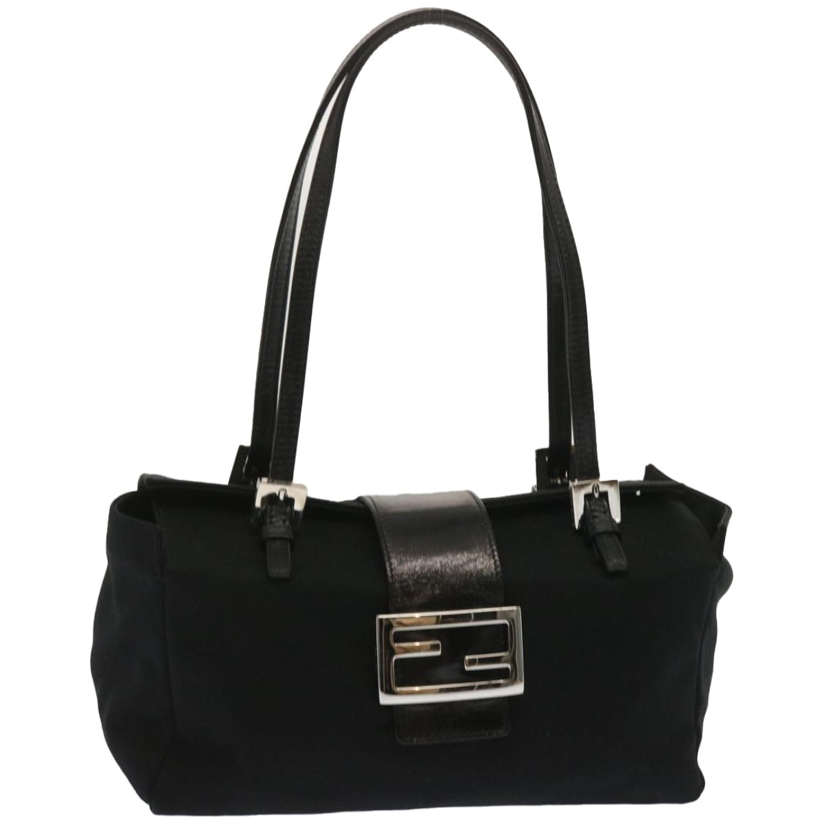 Luxury FendiMamma Baguette Shoulder Bag Nylon Blackep3486