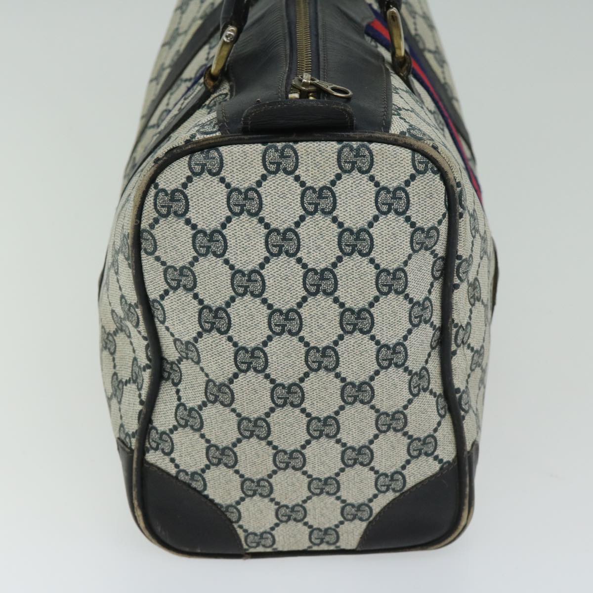 GUCCI GG Supreme Sherry Line Boston Bag PVC Navy Red  ep3534