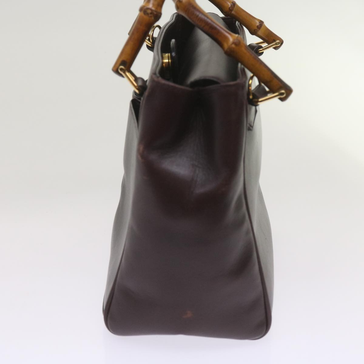 GUCCI Bamboo Hand Bag Leather 2way Black 000 2122  ep3545