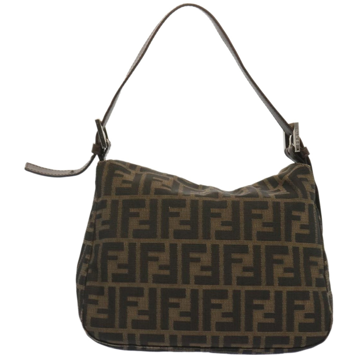 Luxury FendiZucchino Canvas Mamma Baguette Shoulder Bag Black Brownep3562