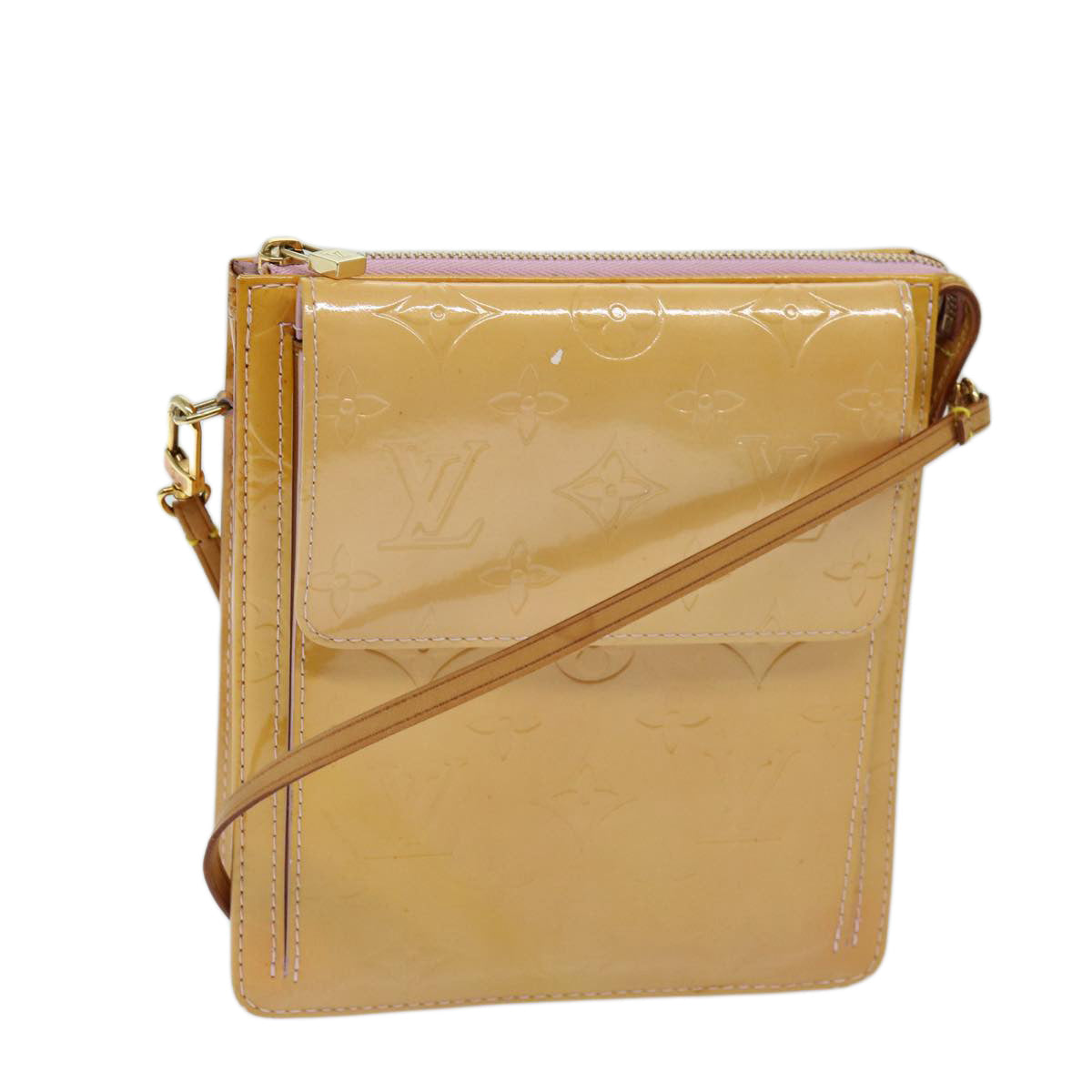 LOUIS VUITTON Monogram Vernis Motto Pouch Marshmallow Pink M91312 LV ep3828