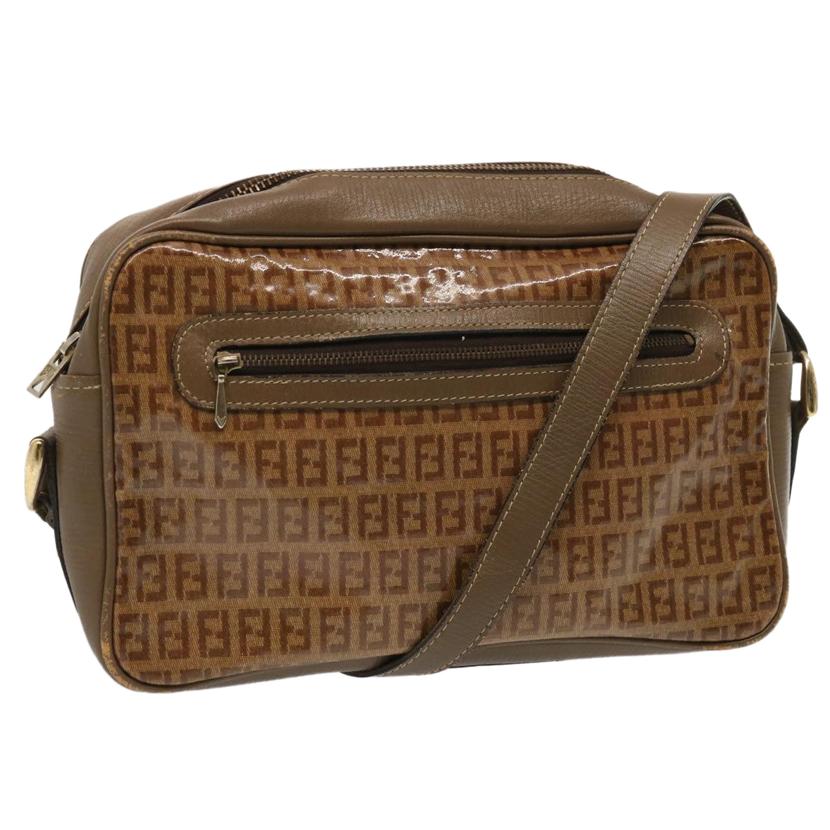 Luxury Fendi Zucchino Canvas Shoulder Bag Vintage Beigeep4149